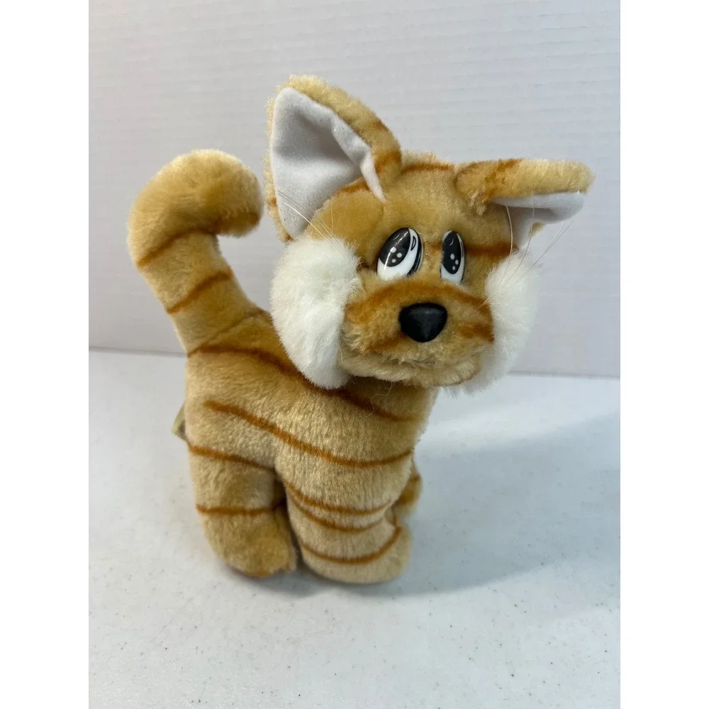Vintage BJ Toy Co Orange Tabby Cat Plush Stuffed Animal Striped 7 Inch